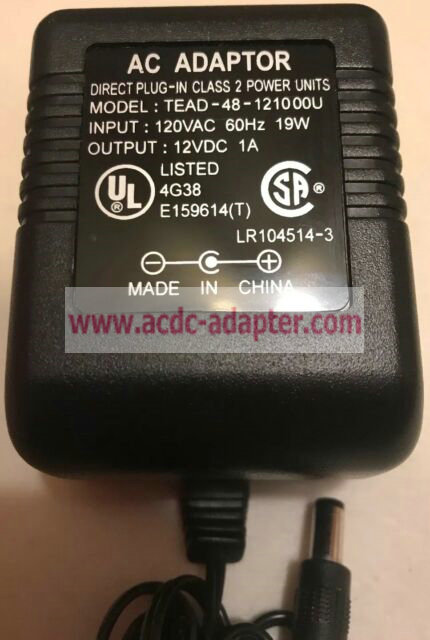 Technics Tead-48-121000u Power Supply Ac/dc Adapter 12VDC 1A Transformer Plug Char